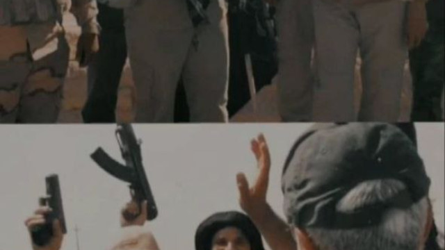 A picture of General Qassem Soleimani and Abu Mahdi Al Muhandis right after the liberation of the Iraqi city of Tikrit from ISIS savages