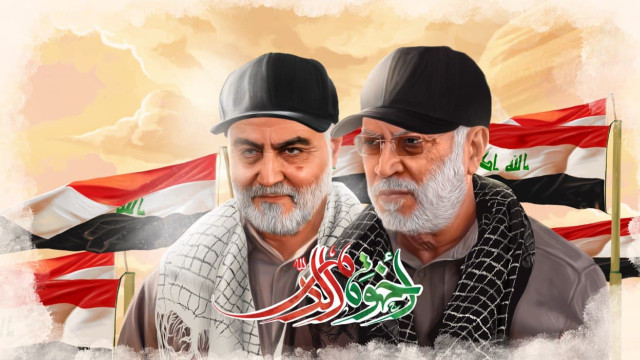 صورة الشهيدين القائد ابو مهدي المهندس والشهيد القائد قاسم سليماني